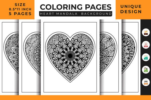 Discover the Heart Floral Mandala Coloring Pages 08 Digital Design Package