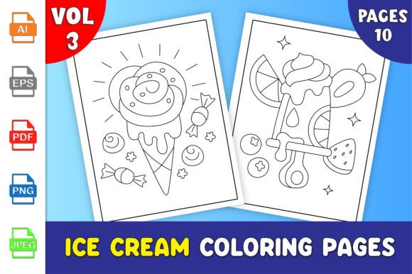 Ice Cream Coloring Book Vol-3: A Creative Treat for Young Artists