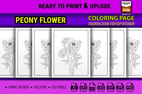 The Peony Flowers Drawing Coloring Book: A Flexible Digital Asset for Creators