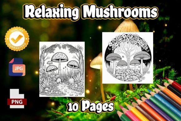 Unwind with a Mushroom Adult Coloring Book Collection